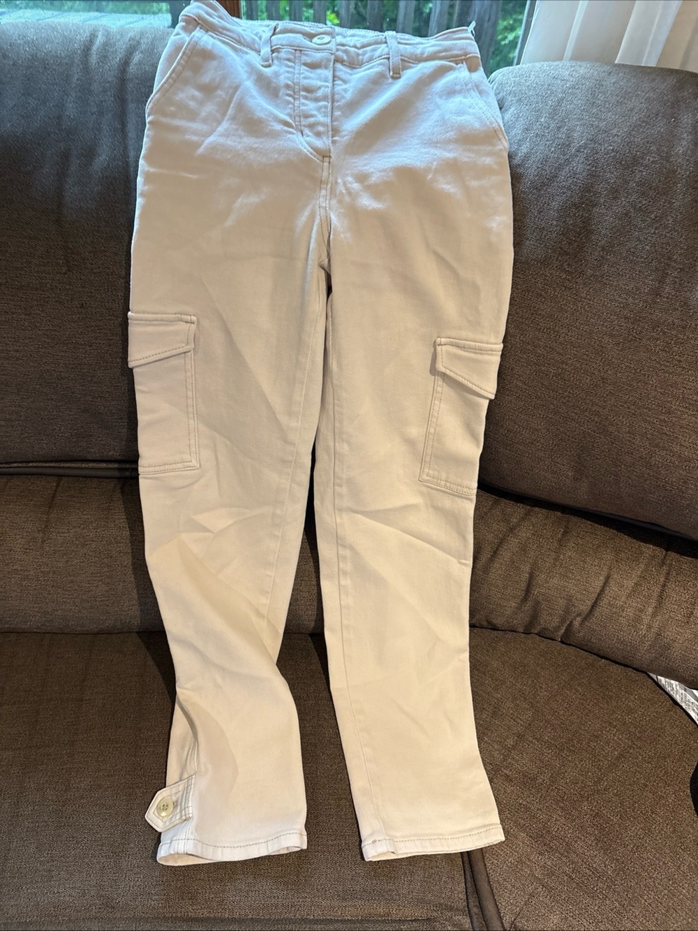 Wilfred Free Aritzia Modern Cargo Pant Birch Size 00 NWOT High Rise Button Ankle